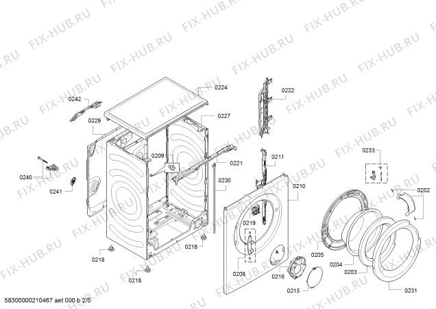 Взрыв-схема стиральной машины Bosch WLL2416YOE Serie|4 - Схема узла 02